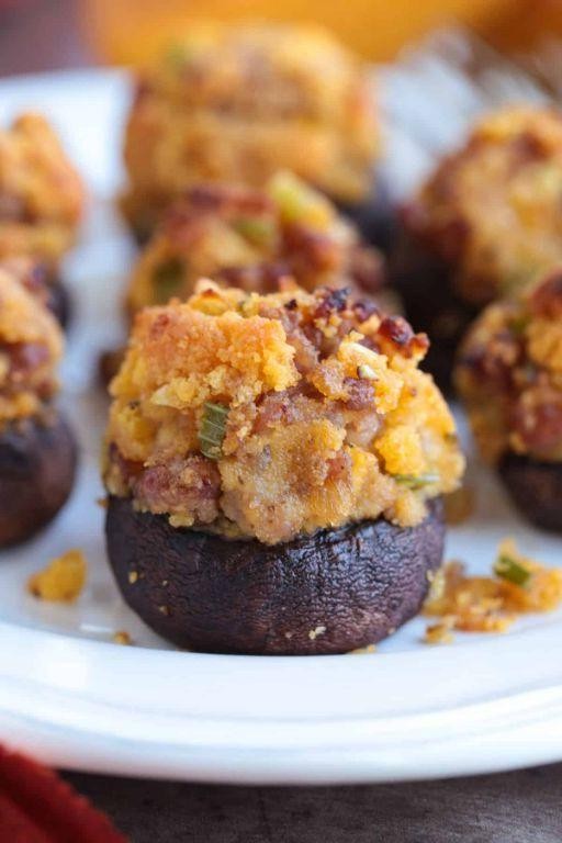 Vegetarian Cornbread Stuffed Mushrooms