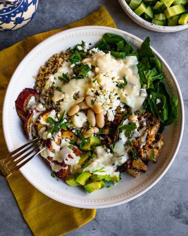Veggie-Packed Mediterranean Bowl with Tahini Dressing