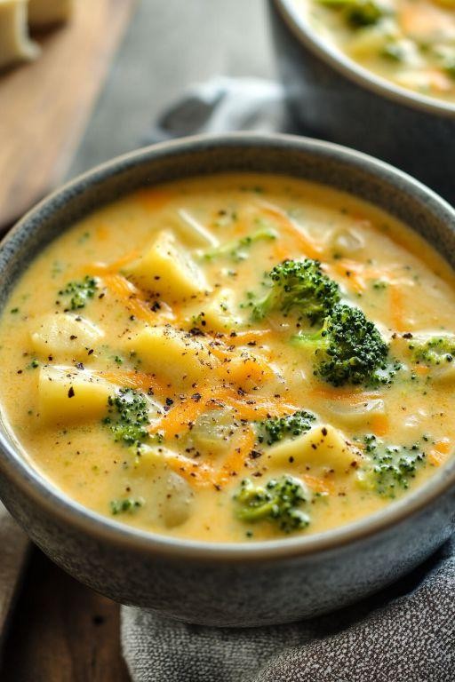 Velvety Cheesy Broccoli and Potato Soup