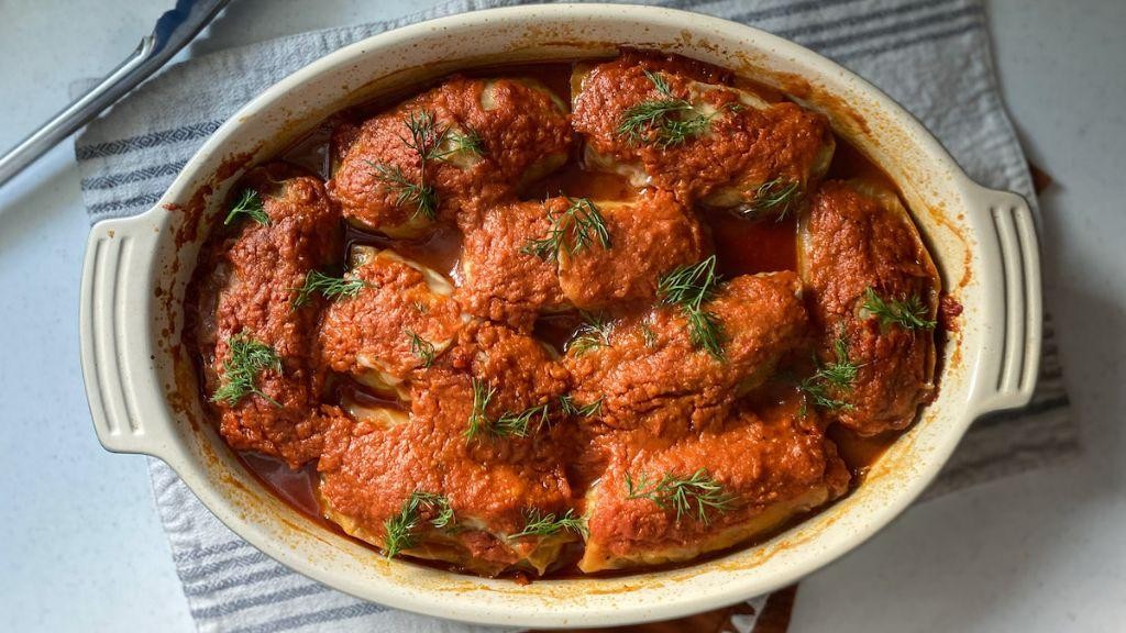 Venison and Cranberry Stuffed Cabbage Rolls