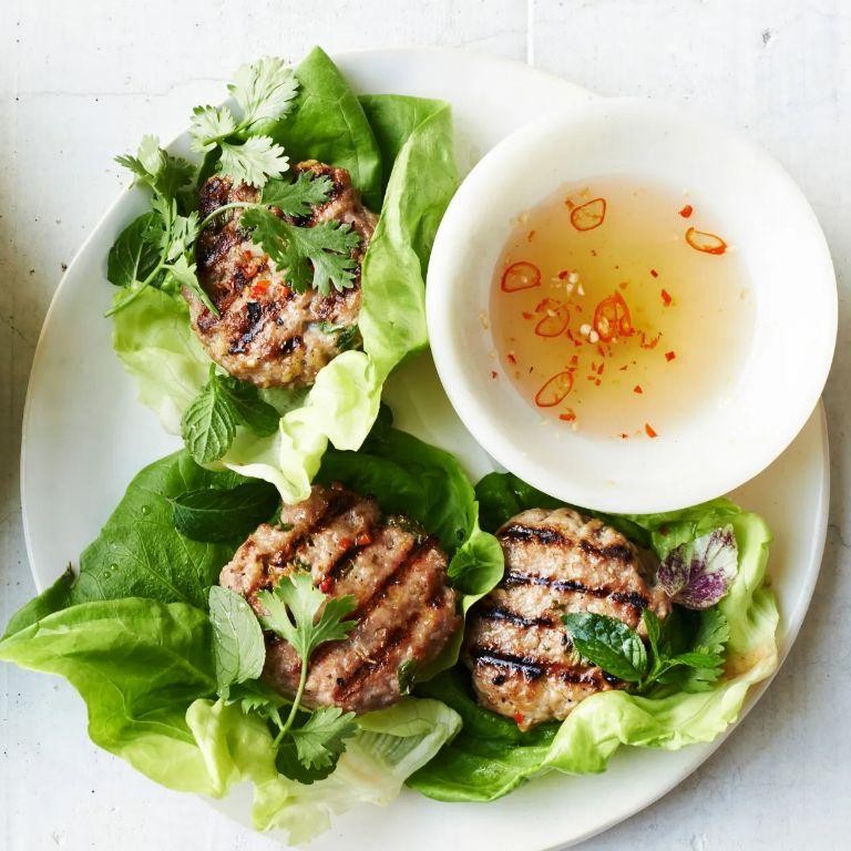 Vietnamese Lemongrass Pork Patty Burgers