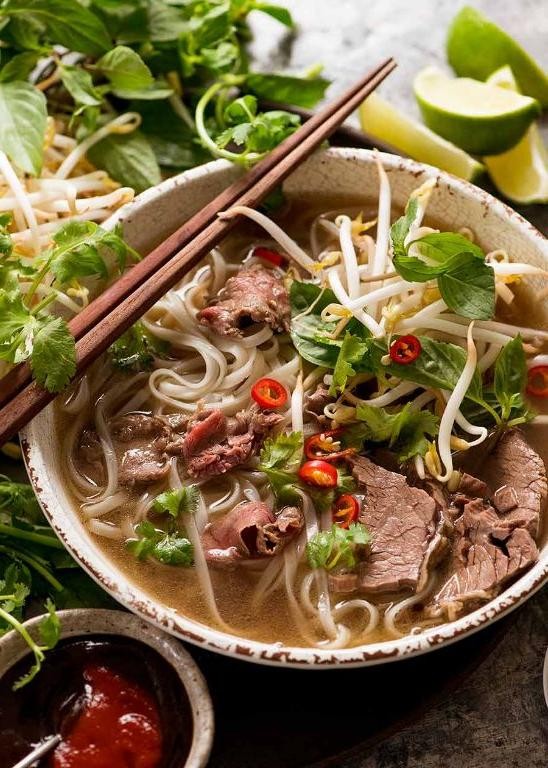 Vietnamese Pho with Thinly Sliced Beef