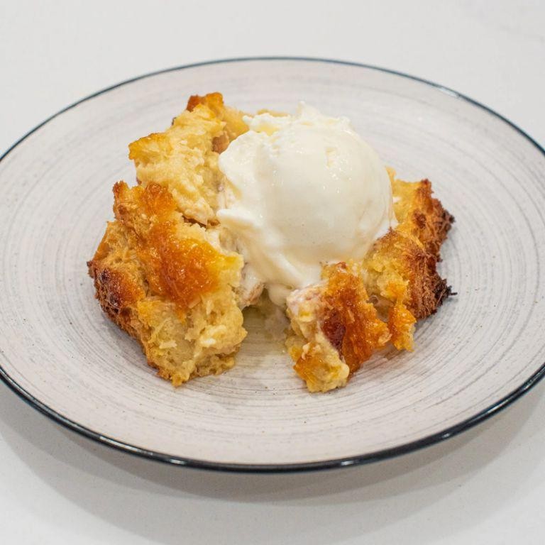 Warm Apricot Bread Pudding