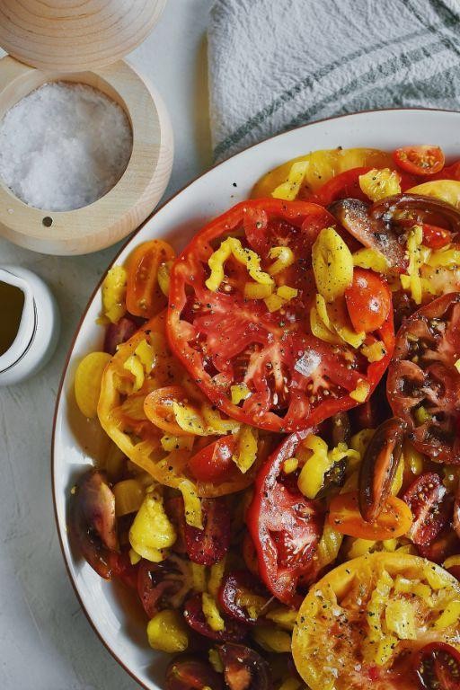 Warm Banana Pepper and Tomato Salad