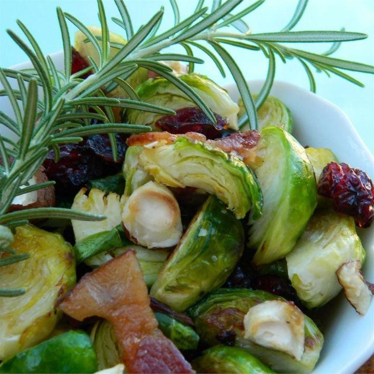 Warm Brussels Sprout Salad with Cranberries