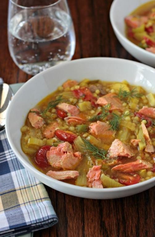 Warm Salmon and Couscous Soup