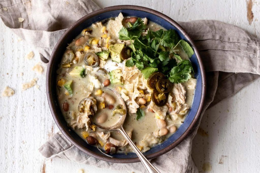 White Chicken Chili with Roasted Peppers