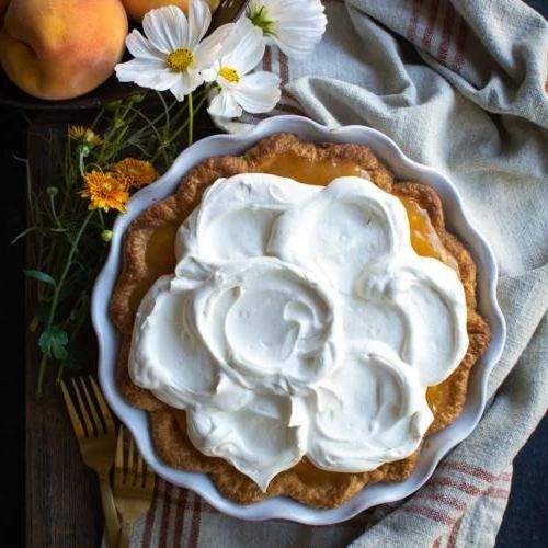 White Chocolate Drizzle Fresh Peach Pie