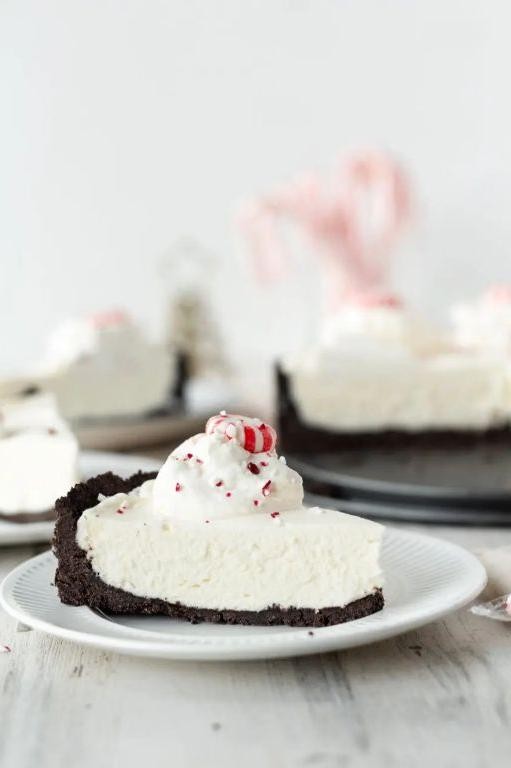 White Chocolate Peppermint Mousse Pie