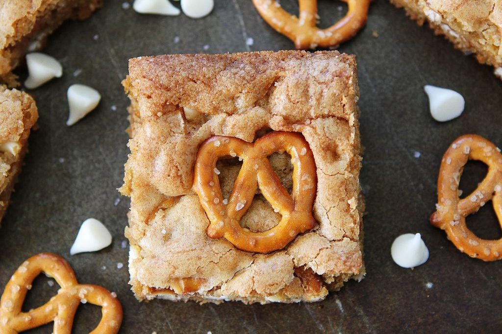 White Chocolate Pretzel Blondies