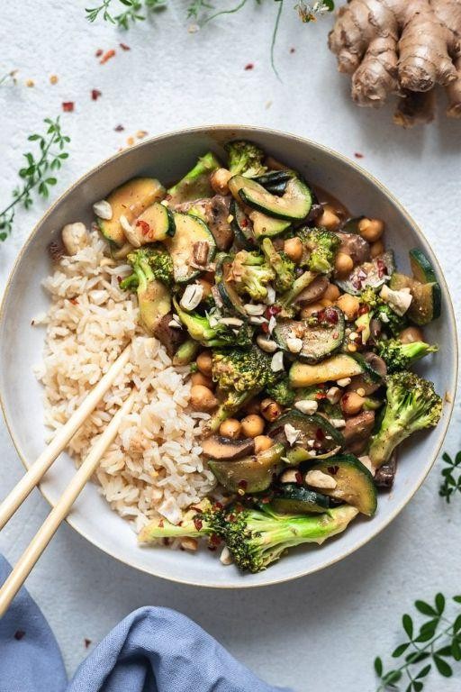White Miso and Ginger Stir-Fried Vegetables