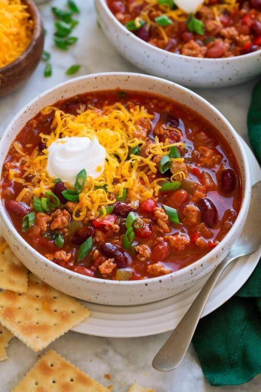 White Turkey Chili with Corn and Red Peppers