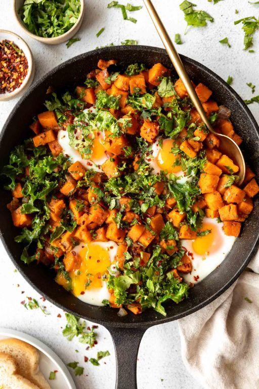 White Yam and Kale Skillet
