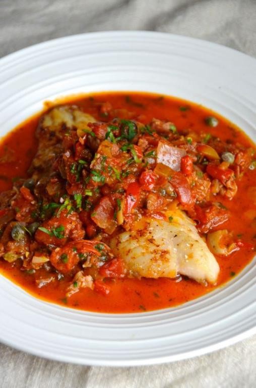 Whole Catfish in Tomato and Caper Sauce
