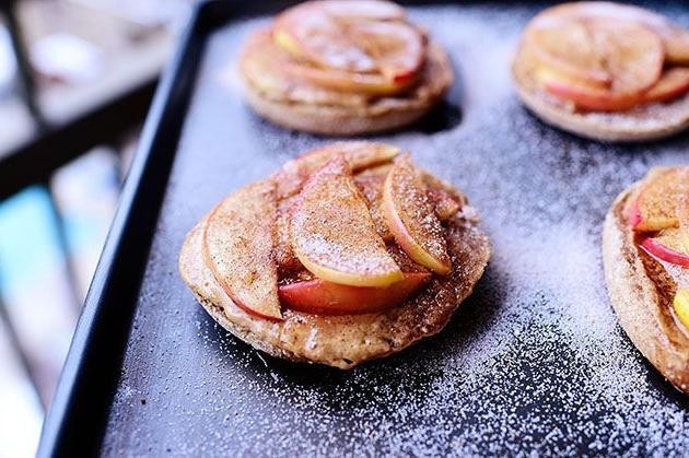 Whole Grain English Muffins with Peanut Butter and Apple Slices