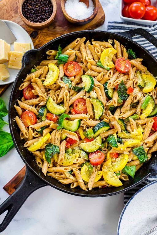 Whole Wheat Pasta Primavera with Fresh Vegetables
