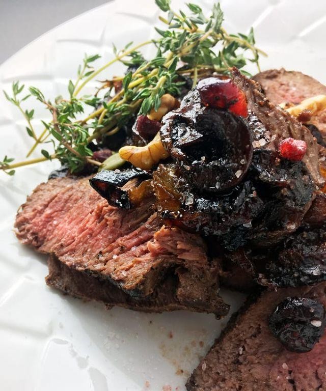 Wild Hog Backstrap with Cranberry-Peppercorn Glaze