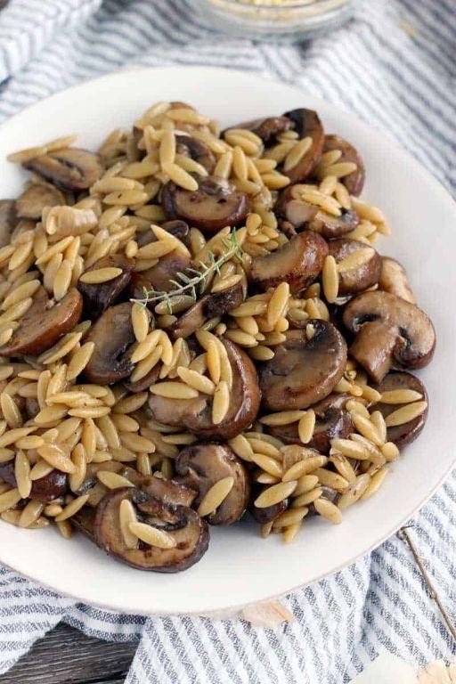 Wild Mushroom Vegan Orzo with Thyme