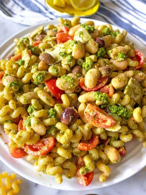 Yellow Bean Pesto Pasta with Cherry Tomatoes