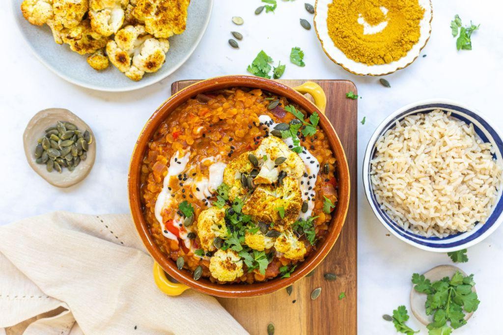Yellow Dahl with Roasted Vegetables