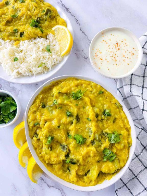 Yellow Dahl with Zucchini and Herbs