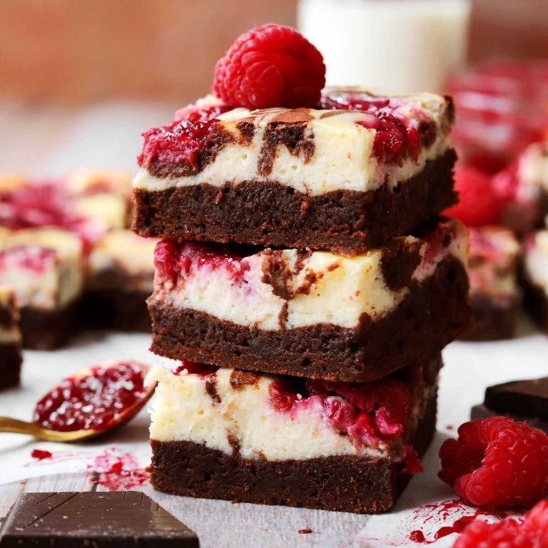 Yogurt and Raspberry Swirl Brownies