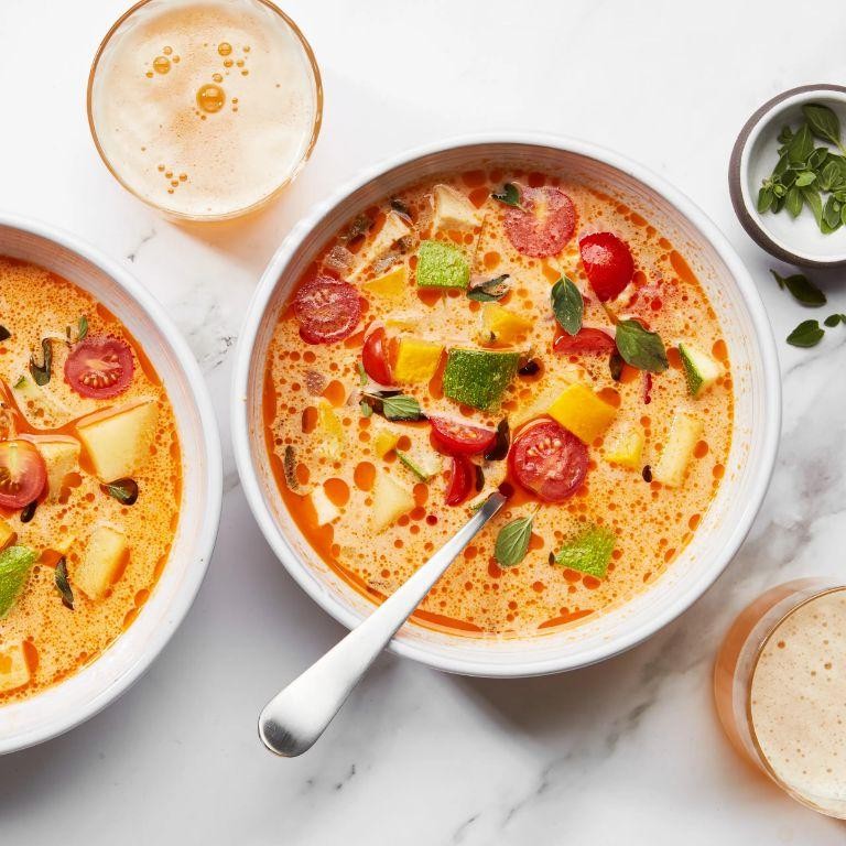 Zesty Cheesy Potato and Tomato Soup