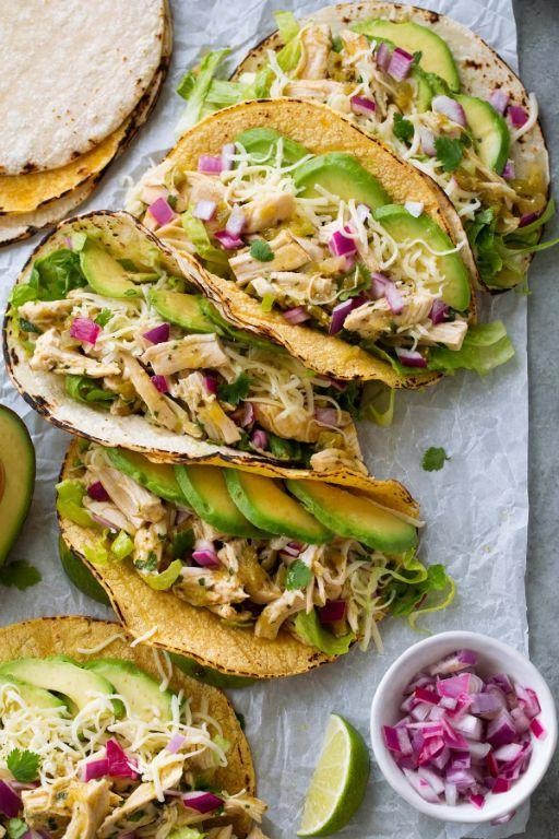 Zesty Crock Pot Salsa Verde Chicken Tacos