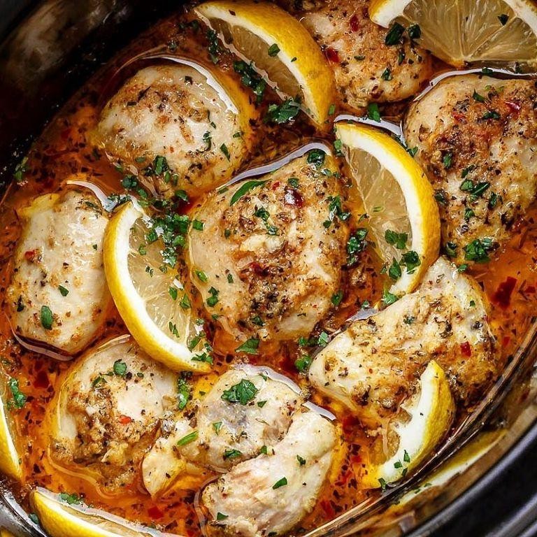 Zesty Crockpot Lemon Garlic Chicken