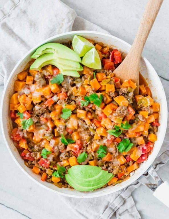 Zesty Ground Beef and Sweet Potato Skillet