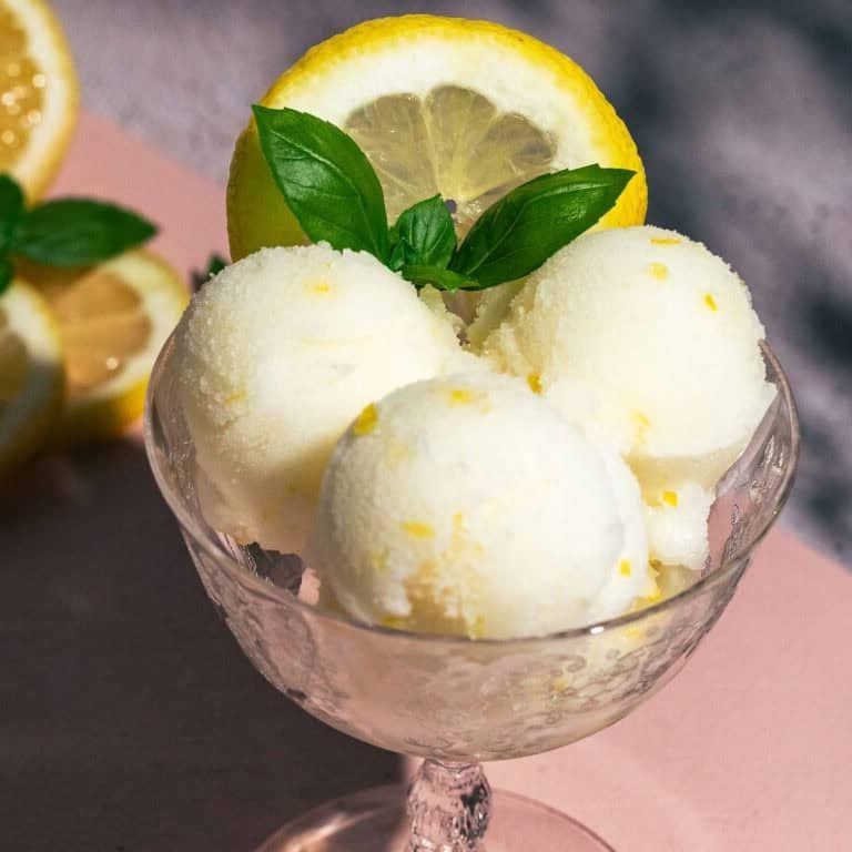 Zesty Lemon Basil Sorbet