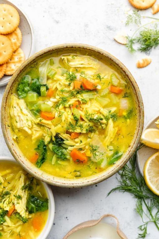Zesty Lemon Chicken Orzo Soup