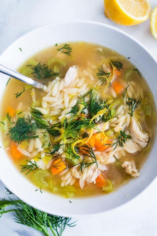 Zesty Lemon Chicken Orzo and Garlic Soup