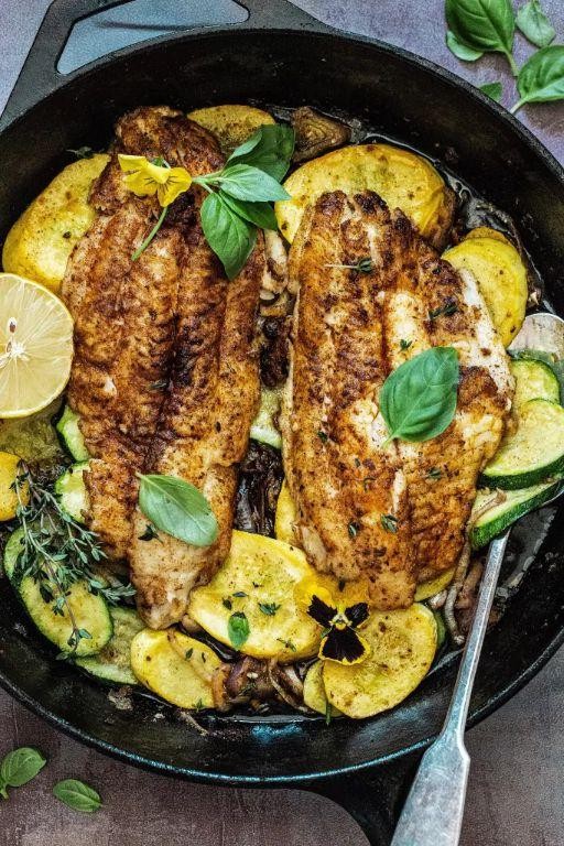 Zesty Lemon-Garlic Fish with Summer Squash
