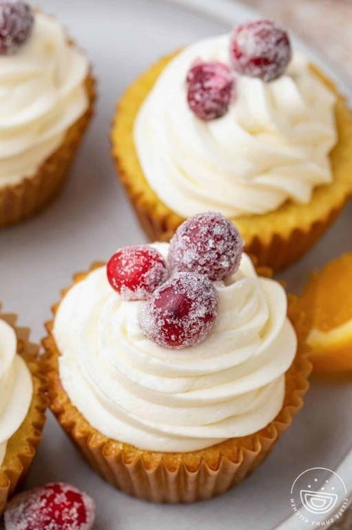 Zesty Orange Cranberry Cheesecake Cupcakes