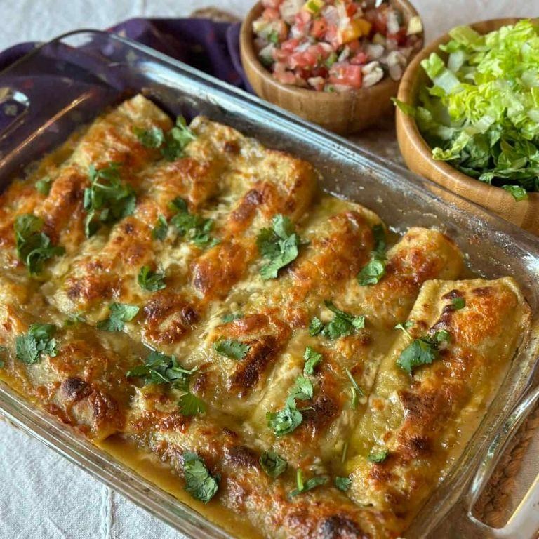 Zesty Pork and Potato Green Enchiladas