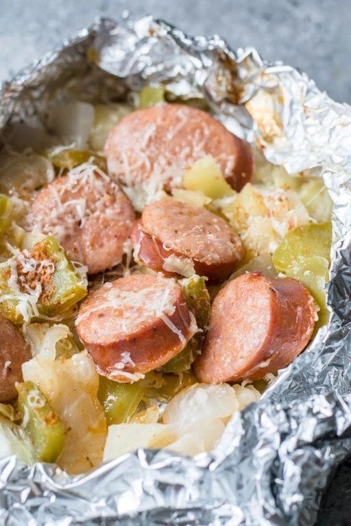Zesty Smoked Sausage and Cabbage Foil Packets