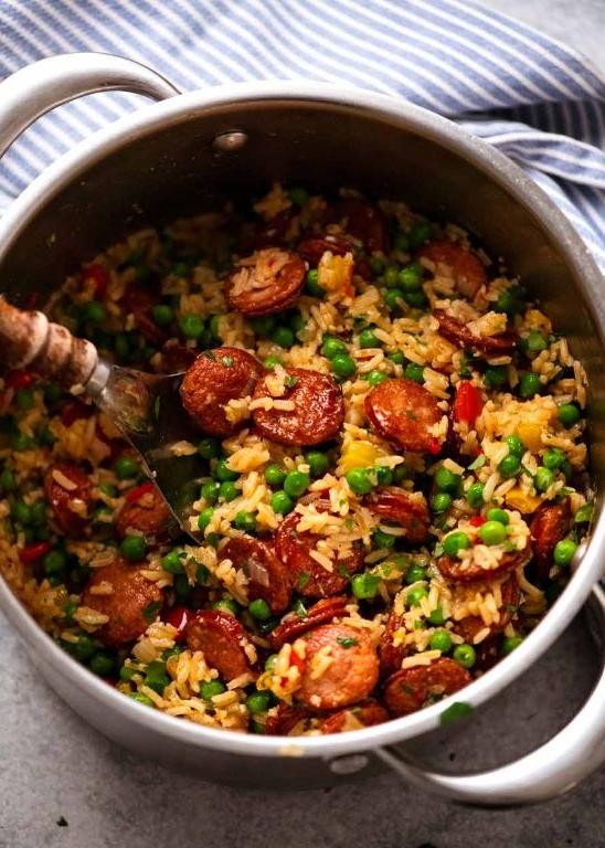 Zesty Smoked Sausage and Rice Casserole