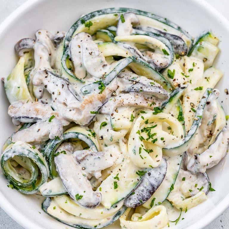 Zucchini Balls in Creamy Alfredo Sauce