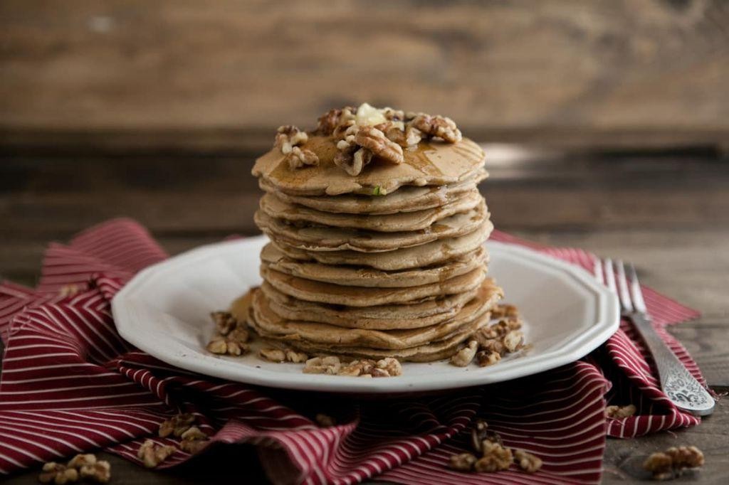 Zucchini Bread Pancakes with Walnuts