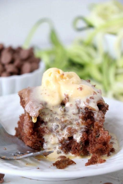 Zucchini Chocolate Chip Cake with Peanut Butter Frosting