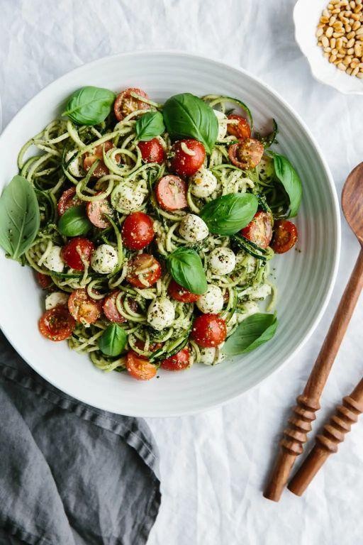 Zucchini Noodle Caprese Salad