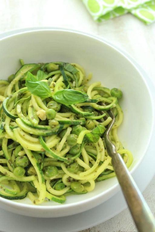 Zucchini Noodles with Snap Peas and Pesto