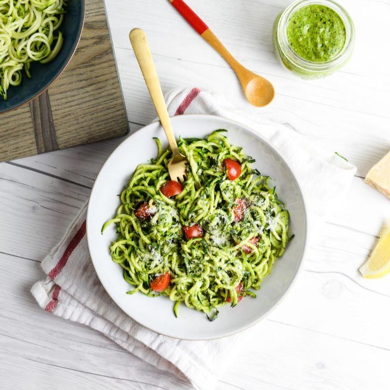 Zucchini Noodles with Spinach Pesto