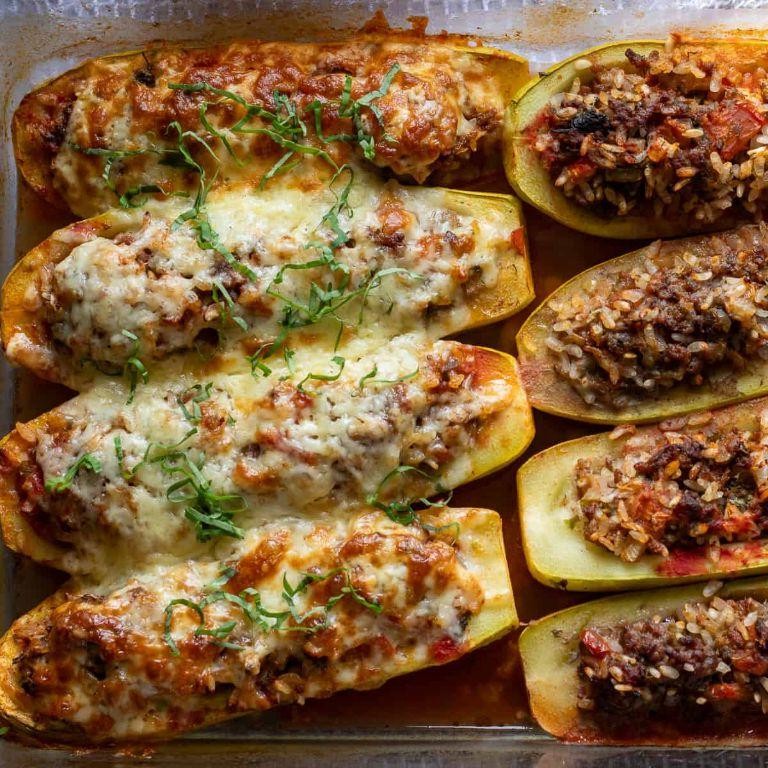 Zucchini and Beef Mince Boats