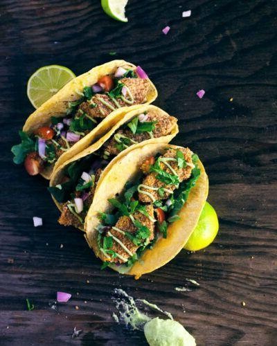 Zucchini and Spinach Tacos with Lime Crema