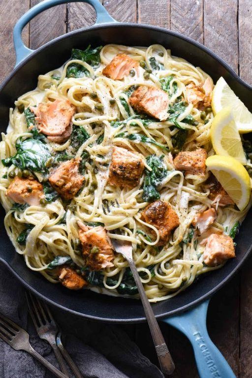 Alaskan Salmon and Spinach Pasta