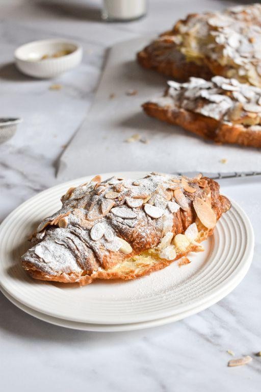 Almond Croissants with Vanilla Glaze