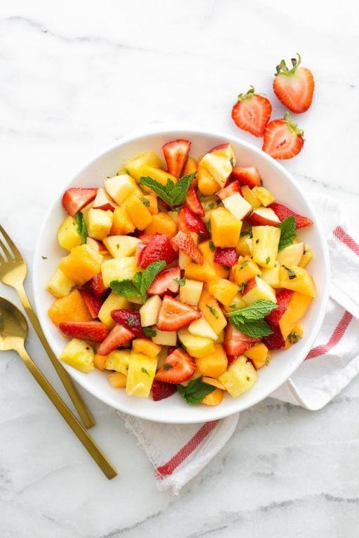 Apple Banana Fruit Salad with Mint
