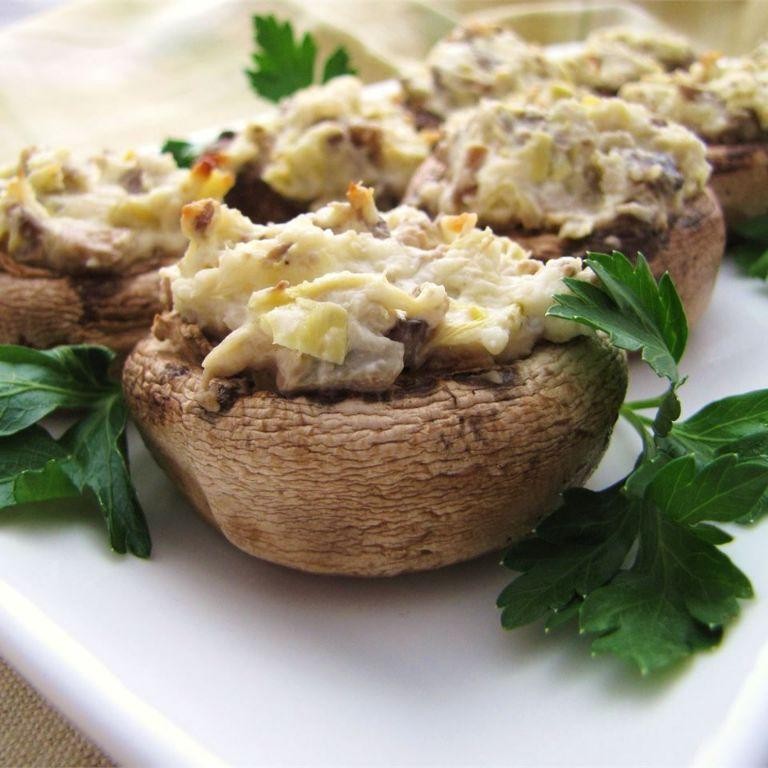 Artichoke and Herb Stuffed Mushrooms